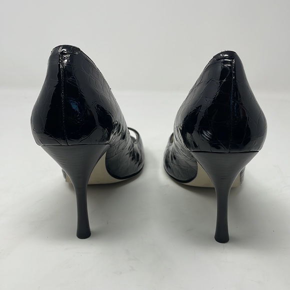 Enzo Angiolini Maylie Croc Embossed Patent Leather Peep Toe Stilettos🖤 - Picture 5 of 15